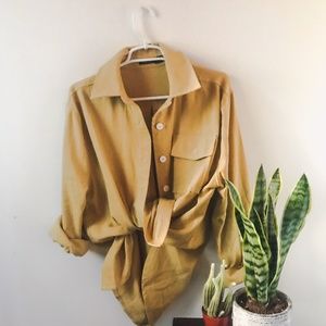 Nasty Gal - Oversized Mustard Button-Up